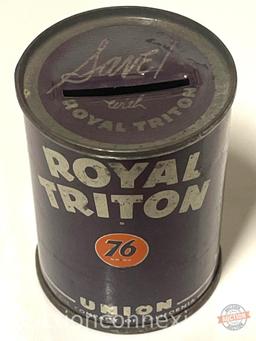 Bank - Royal Triton Union 76 Oil Company tin bank, 2.75"h