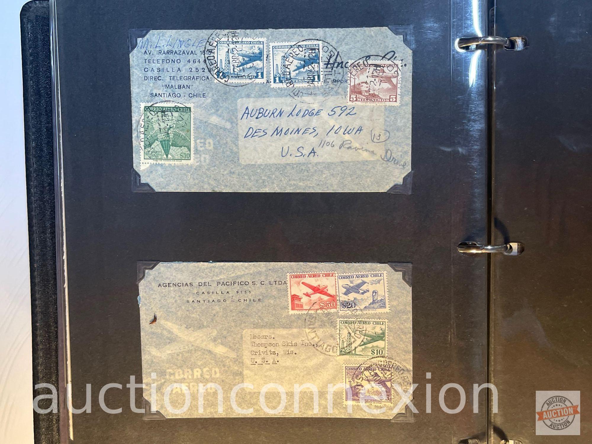 Ephemera - Stamps/airmail - Album of vintage, early 1900's, some embossed, airplanes etc.