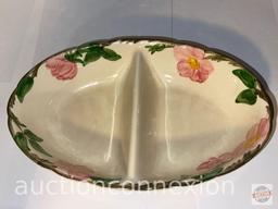 Franciscan Ware "Desert Rose", covered casserole 9"w and divided server 11x7"