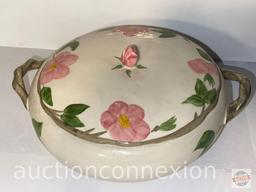 Franciscan Ware "Desert Rose", covered casserole 9"w and divided server 11x7"