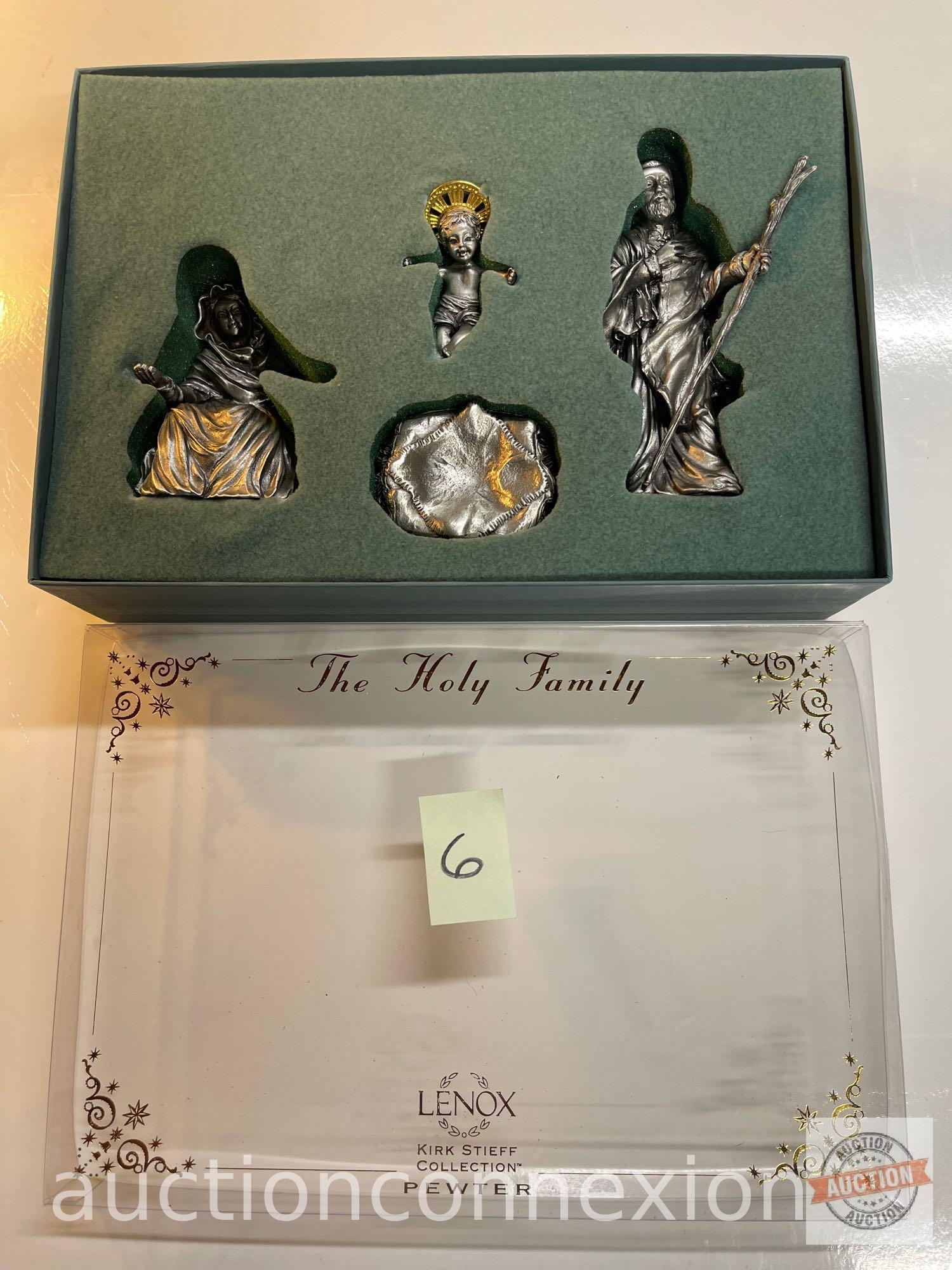 Lenox Pewter, Kirk Stieff Collection, 4 pc set "The Holy Family" Nativity set in orig. box