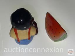 Black Americana - Salt/pepper shakers, Boy and watermelon