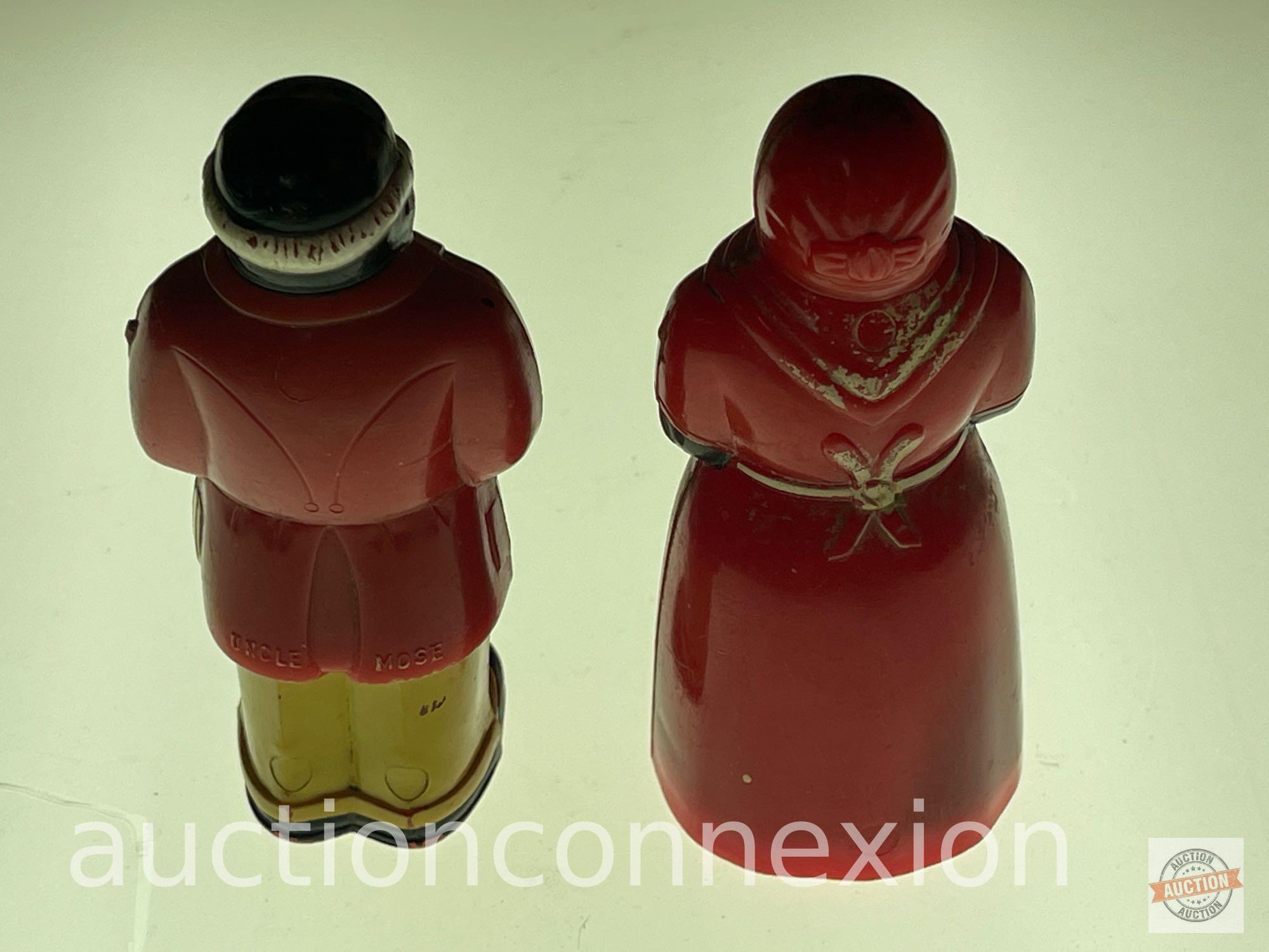 Black Americana - Salt/pepper shakers, 1957 Mammie & Butler, 3.5"h, F & F Mold & Die Works, plastic