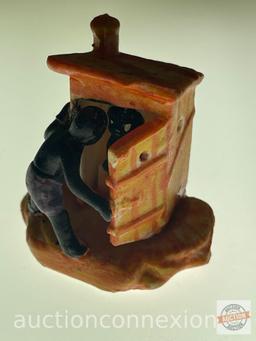 Black Americana - Porcelain outhouse figurine, 2.5"h
