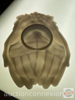 2 Milk glass - West Moreland Hands and covered grape motif candy dish
