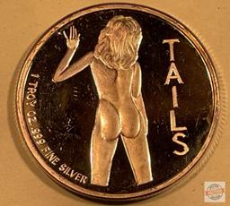 Silver coin - Heads & Tails, 1 Troy oz .999 Fine Silver (Nude)