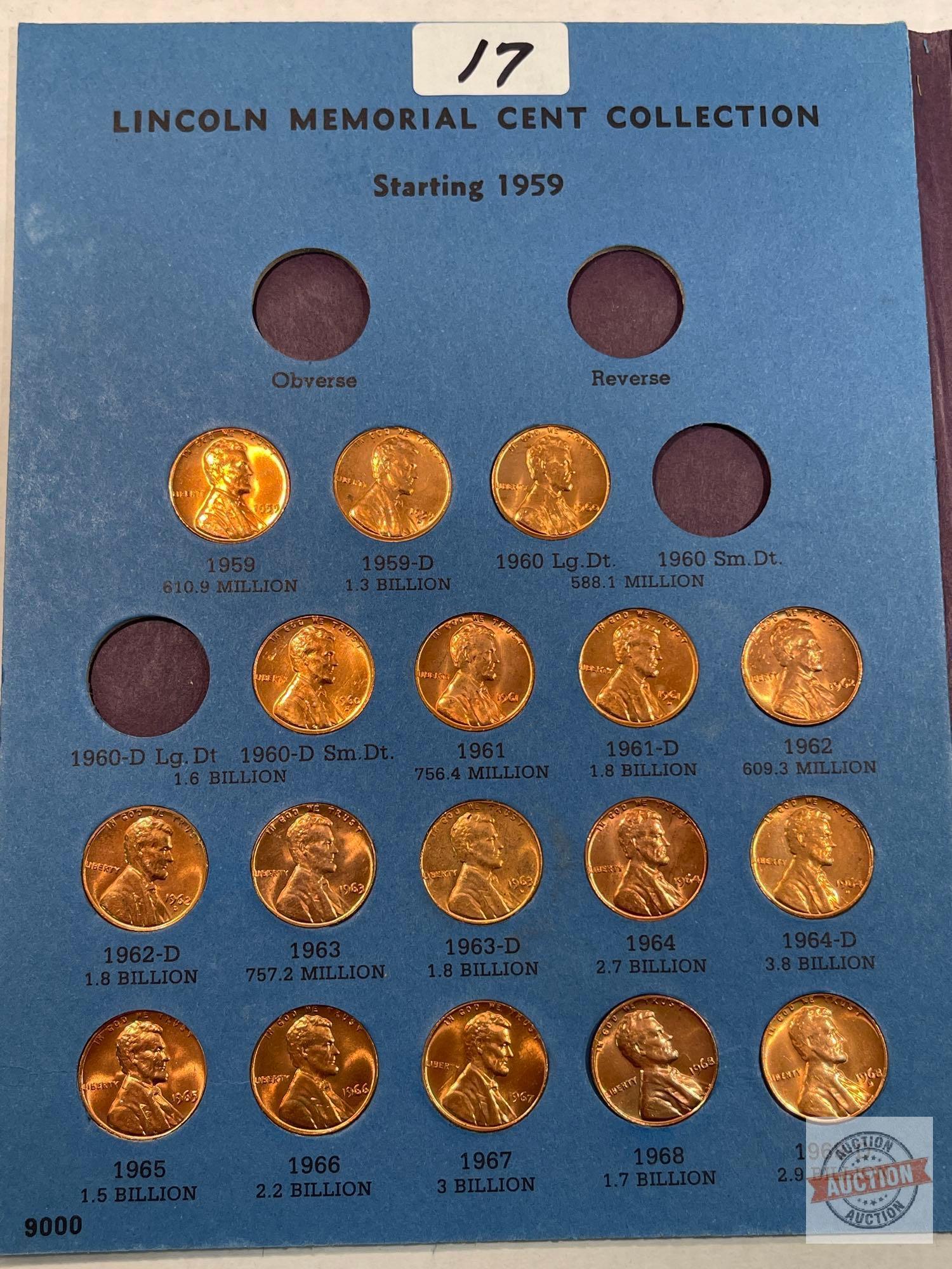Lincoln Memorial Cents Booklet, 58 coins