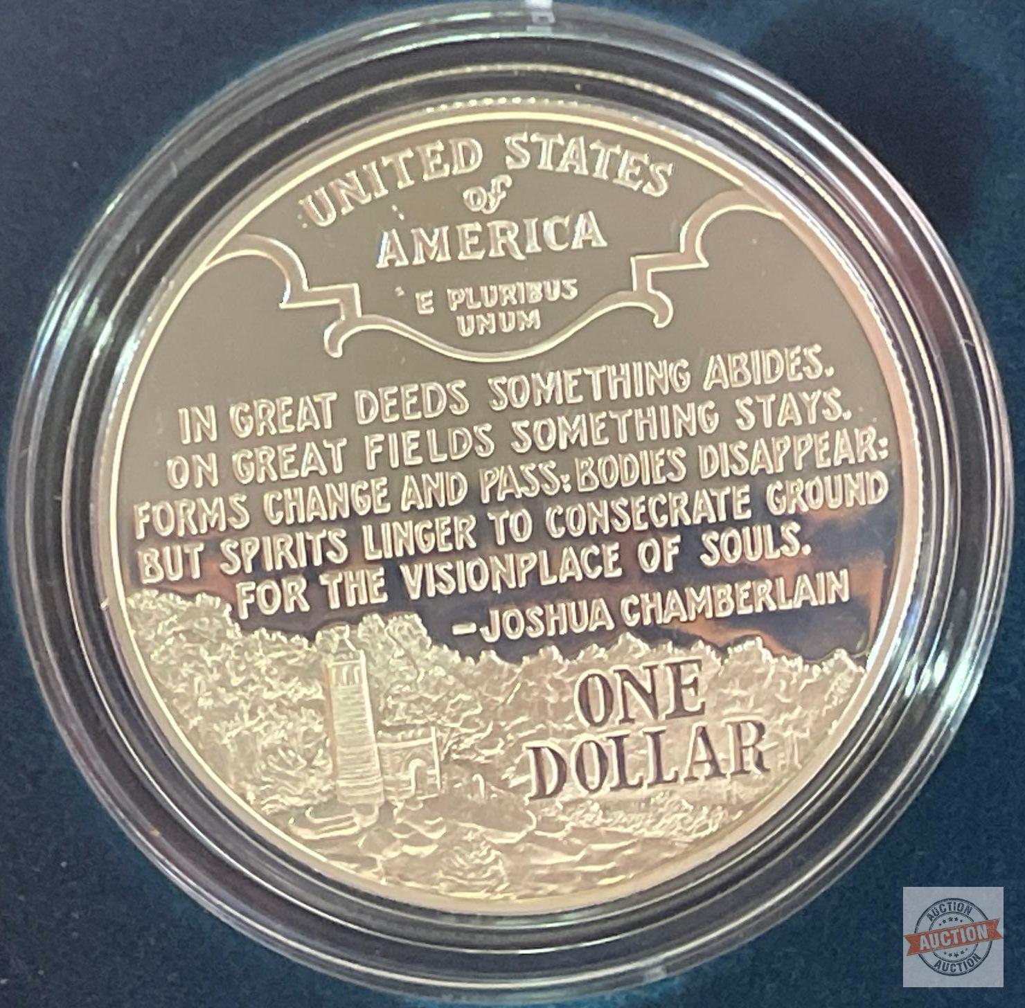 Silver Dollar & Half-dollar in Case - 1995 Civil War Battlefield Commemorative Coins US Mint Proof