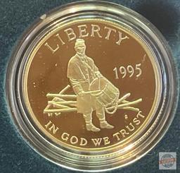 Silver Dollar & Half-dollar in Case - 1995 Civil War Battlefield Commemorative Coins US Mint Proof