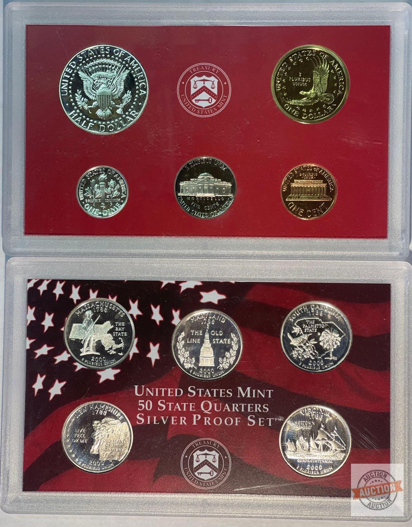 Silver - 2000s US Mint Silver Proof Set, 10 coins (7-90% silver)