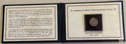 $.20 Cent Coin, 1875s Silver - America's Only Twenty-Cent Coin, PCS Stamps & Coins in Folio