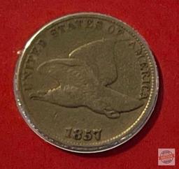 One-Cent - 2 coins - 1857 and 1858 Flying Eagle, America's First Small One-Cent Coins - PCS Folio