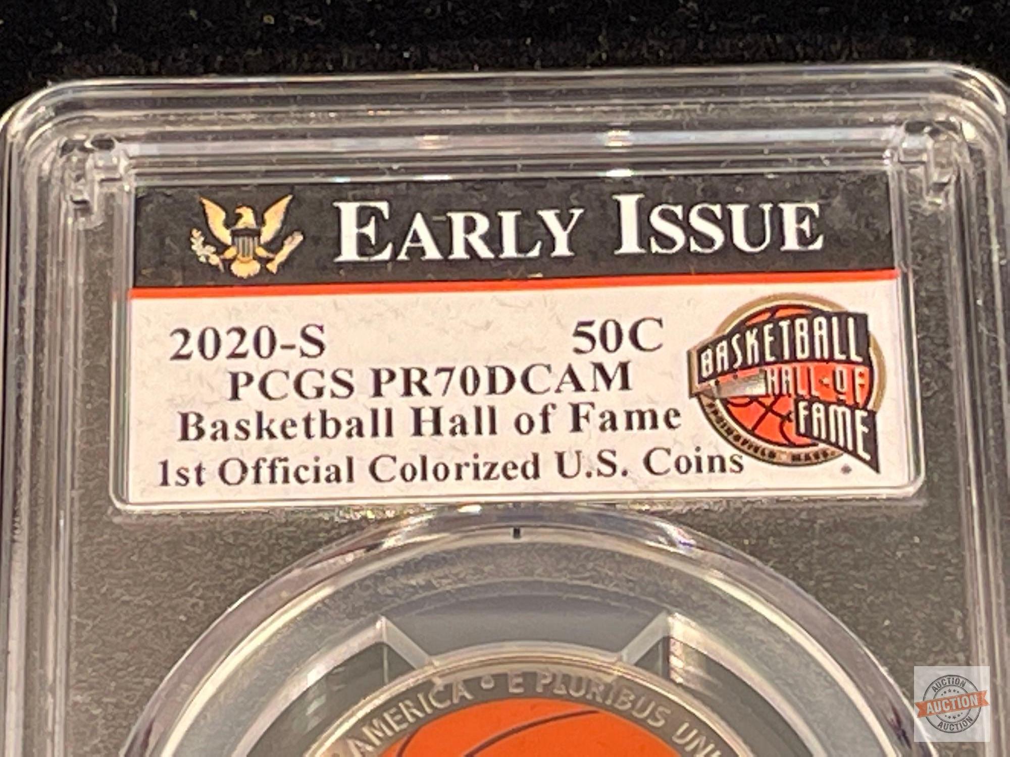 Silver Dollar 2020p and Half-Dollar 2020s are "Early Issue" coins PR 70 quality, colorized & sealed