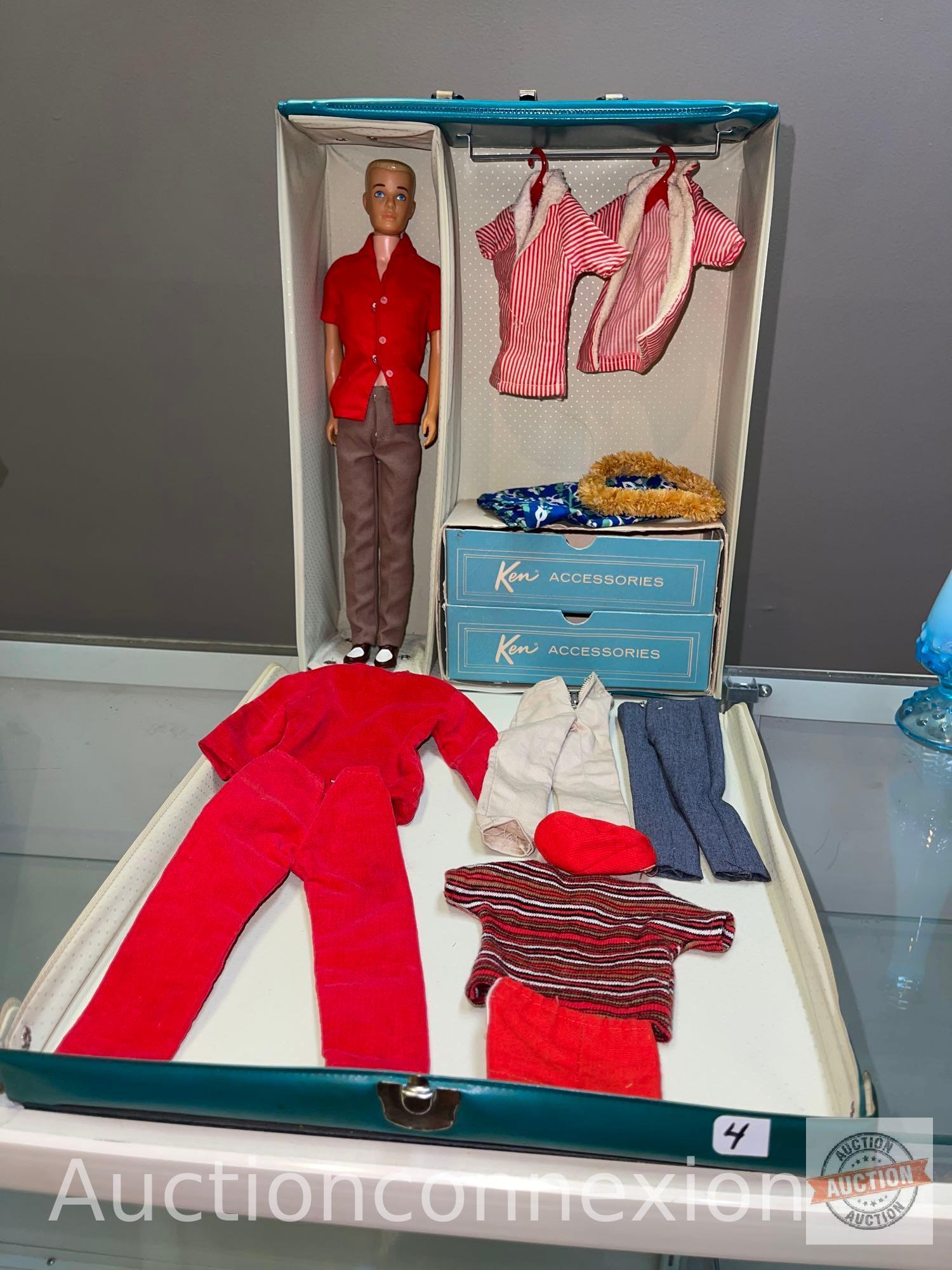 Mattel 1964 Ken doll case, Ken doll and clothes