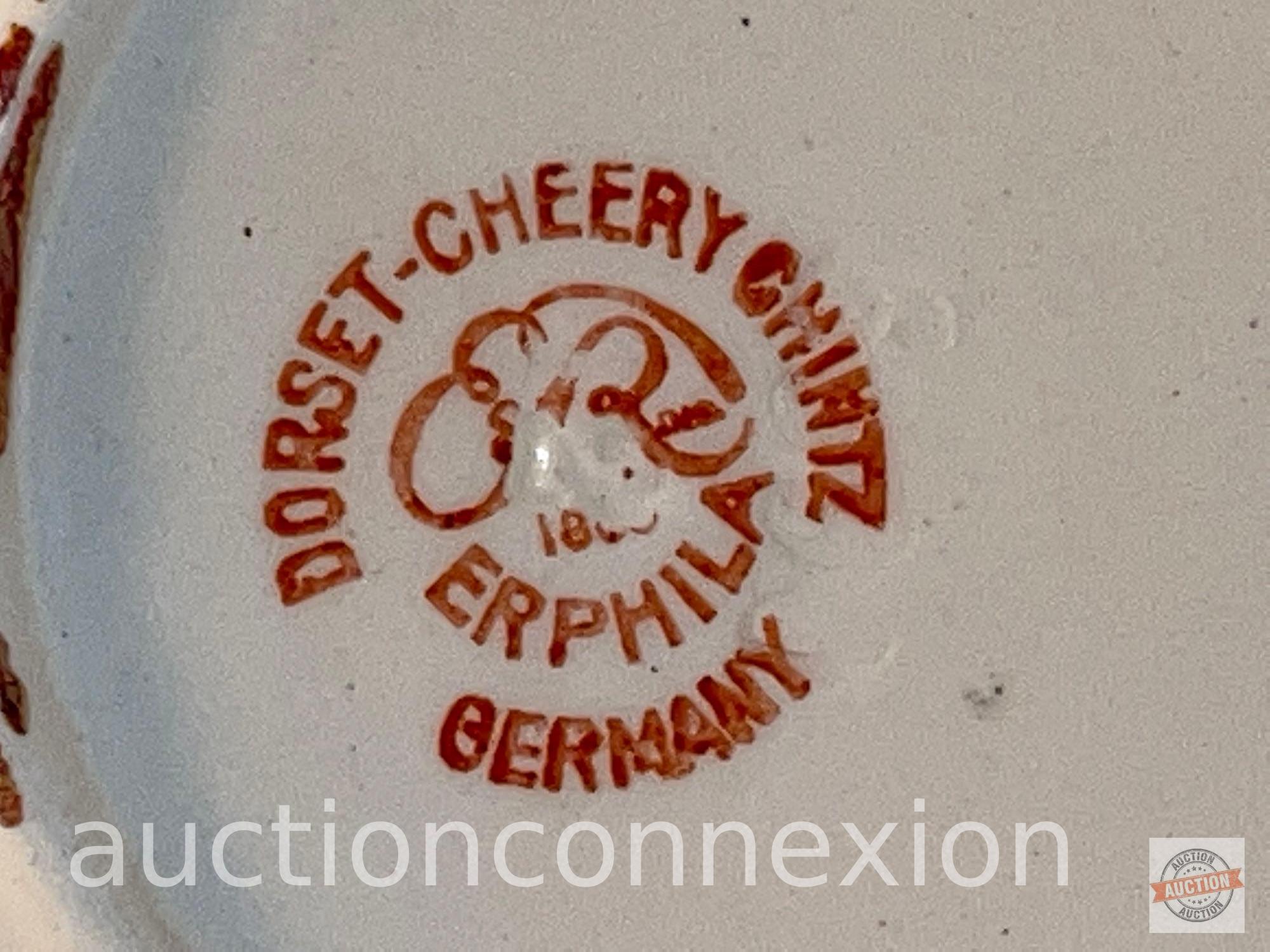 Chintz, Dorset-Cherry Chintz, jam jar w/spoon and creamer with lids
