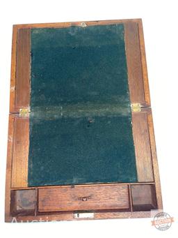 Portable vintage wooden letter writing lap desk
