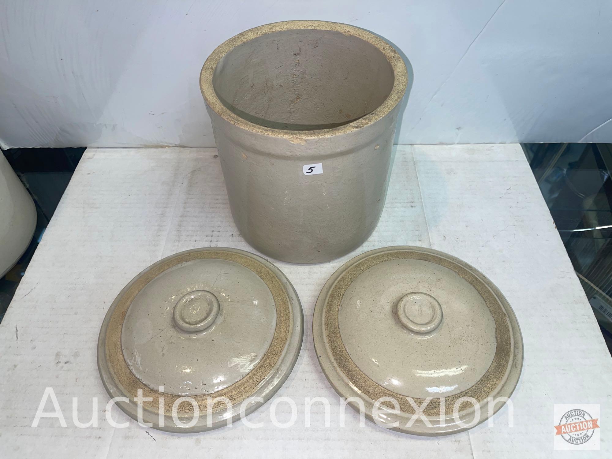 Crock - Vintage crock with lid and extra lid