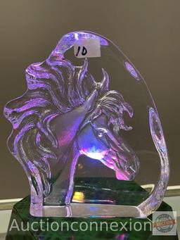 Shayrich etched crystal sculpture, Horse