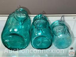 3 Ball canning jars with bail clasps