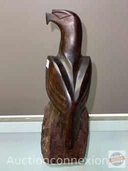 Wooden animal carving, Falcon