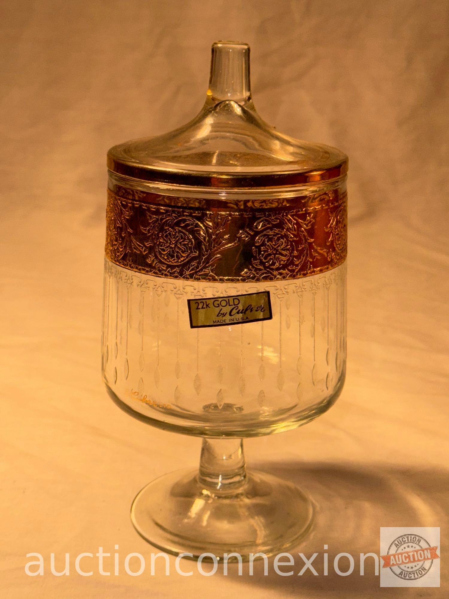 Glassware - 3 - 1960's Culver 22k gold rimmed
