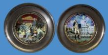 (2) Jefferson Pewter and Stained Glass Plates a