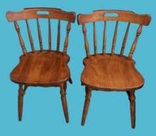(2) Vintage Wooden Spindle Back Kitchen Chairs