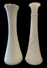 (2) Milk Glass Bud Vases
