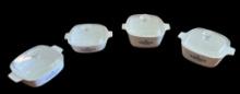 (4) Corning Ware Covered Casserole Dishes—(2) 1