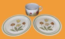 (2) Country Casual Handpainted Stoneware Bread