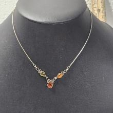 Sterling Silver Choker Necklace with Baltic Amber