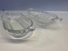 2 Vintage Glass Butter Dishes