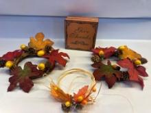 2 Fall Decor Small Wreaths/ Wooden Give Thanks Gift or Jewelry Box