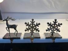 Set of 2 Snowflake Stocking Holders/ Deer Stocking Holder