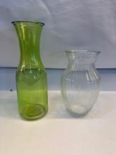 Green Glass Vase / Clear Glass Vase