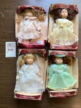 (4) limited edition Genuine Porcelain Collectible Dolls