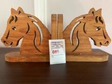 Wood horse bookends