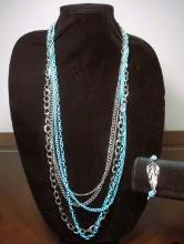 Blue/Sliver Tone Necklace & Bracelet