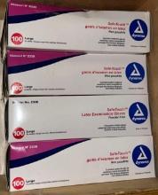 4 New Boxes Dynarex Large Latex Exam Gloves