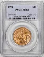 1894 $10 Liberty Head Eagle Gold Coin PCGS MS62