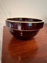 BROWN POTTERY BOWL 9 INCH