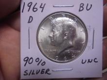 1964 D-Mint Silver Kennedy Half Dollar