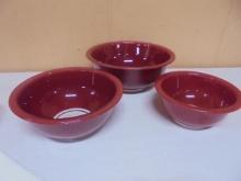3pc Set of Red Pyrex Mixing Bowls