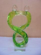 Beauiful GCA Clear & Green Art Glass Controlled Bubbled Sculpture