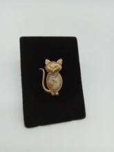 Vintage Damascene Spain Cat Brooch