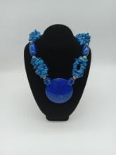 Stunning Vintage Royal Blue Stone Pendant Necklace
