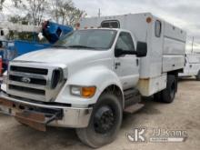 2013 Ford F650 Crew Cab Chipper Dump Truck Condition Unknown, Cranks with Jump, No Accelerator Pedal