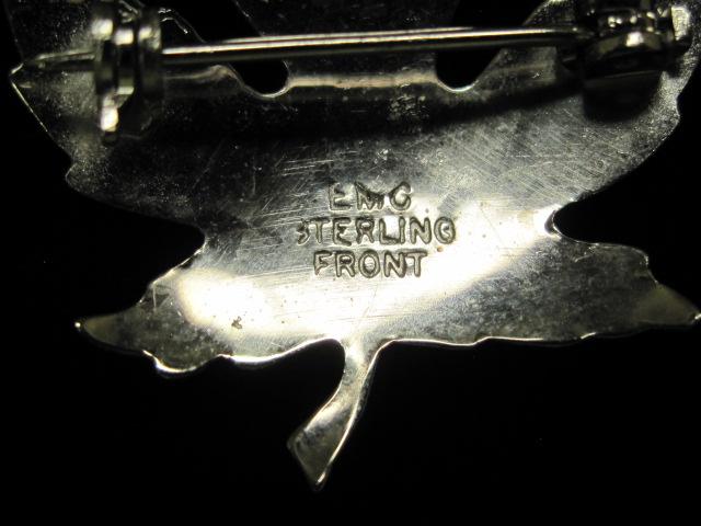 Sterling Silver Front Etched Leaf Brooch