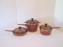 Amber Brown Vision Ware Double Boiler, Spouted Sauce Pan and