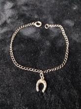 Sterling Silver Horseshoe Charm Bracelet